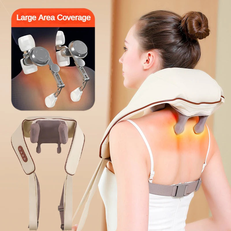 Masajeador de Cuello con Calor – Alivio Inmediato para Cuello, Hombros y Espalda