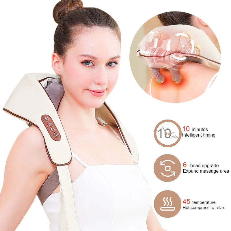 Masajeador de Cuello con Calor – Alivio Inmediato para Cuello, Hombros y Espalda